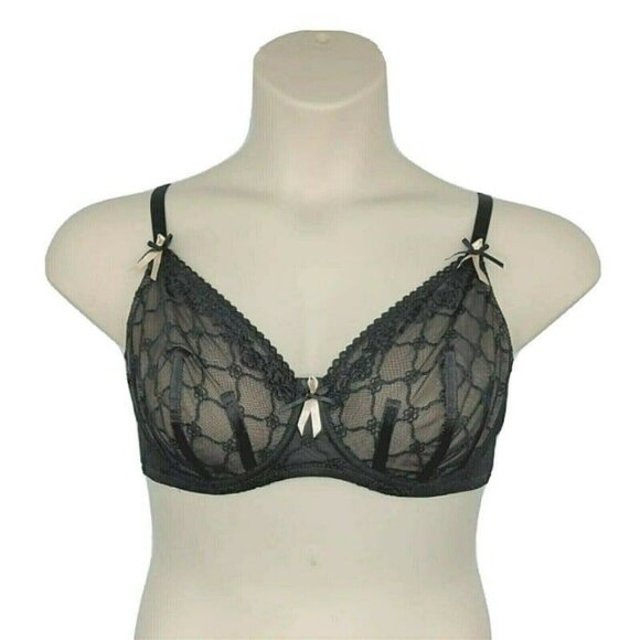 Fredericks Of Hollywood Lace U/W Full Coverage Soft Cup Bra 34DD Black Stye 4220 - Picture 1 of 9